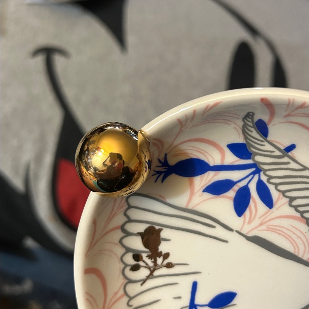 ANTHROPOLOGIE TRAY DISH LAUREN McINTOSH DECALED STONEWARE TRINKET CATCHALL - Picture 8 of 13